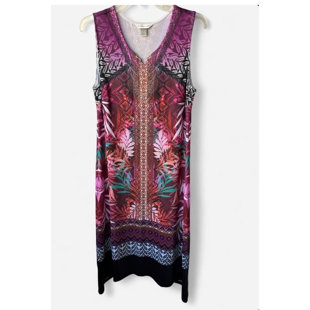 Christopher Banks Resortwear Eclectic Boho Dress Purple Tropical Vacation Small